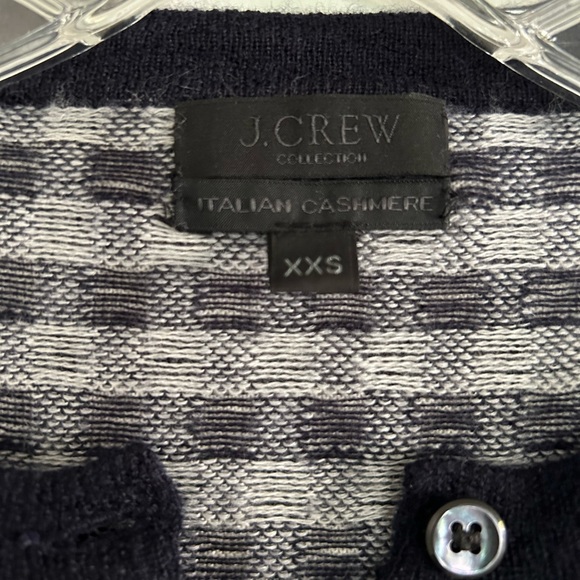 XXS J.Crew Italian Cashmere navy + white check cardigan - Picture 3 of 5